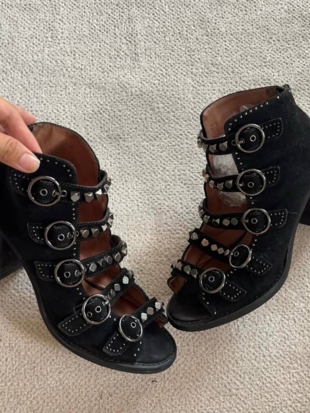 Edgy Gothic Punk Open Toe Heels - Picture 2 of 5